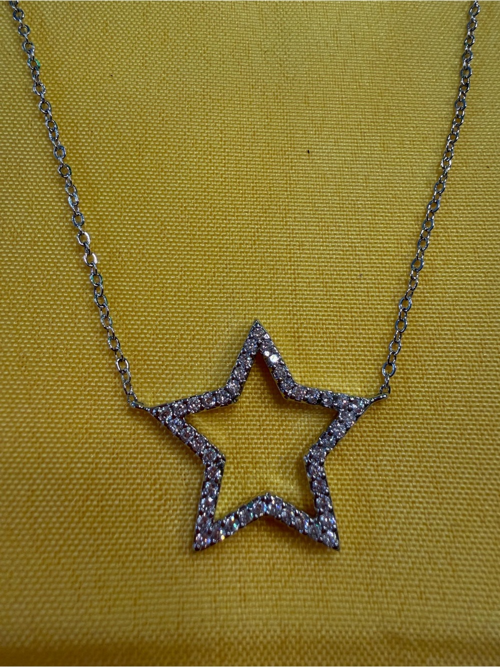Park Lane Silver-Tone Sparkling Open Star Necklace